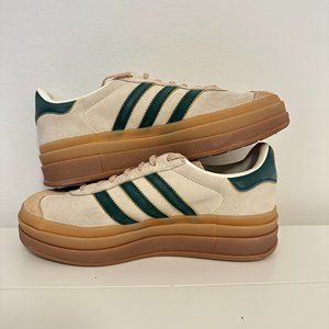 ADIDAS GAZELLE BOLD Platform Cream Beige Green Tan Shoes - Size 7